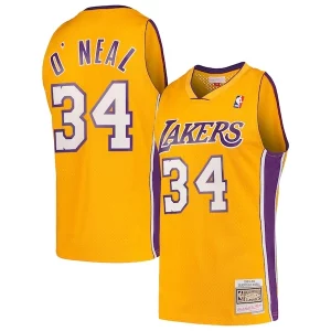 Hermoso Shaquille O'Neal Los Angeles Lakers Hardwood Classics Swingman Jersey Gold