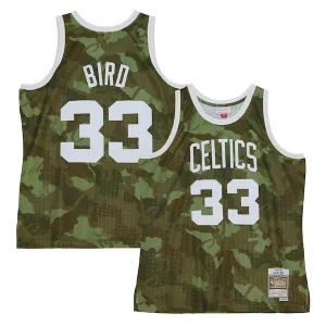 Original Exquisito Chulo Larry Bird Boston Celtics Hardwood Classics 1985/86 Ghost Green Swingman Jersey Camo