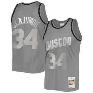 Original Hakeem Olajuwon Houston Rockets Hardwood Classics Retired Player 1993/94 Metal Works Swingman Jersey Charcoal