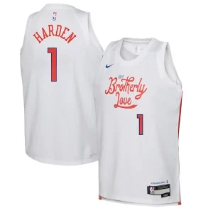 Moderno Atractivo James Harden Philadelphia 76ers Nike Youth 2022/23 Swingman Jersey City Edition White