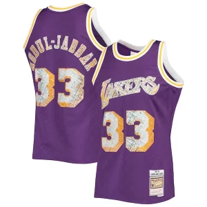 Original Estupendo Kareem Abdul Jabbar Los Angeles Lakers 1996 97 Hardwood Classics NBA 75th Anniversary Diamond Swingman Jersey Purple