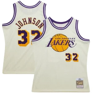 Maravilloso Fantástico Elegante Magic Johnson Los Angeles Lakers Chainstitch Swingman Jersey Cream