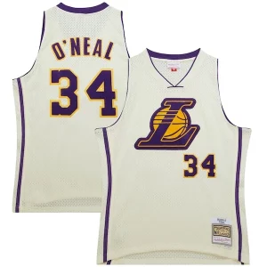 Lujoso Comodo Maravilloso Shaquille O'Neal Los Angeles Lakers Chainstitch Swingman Jersey Cream