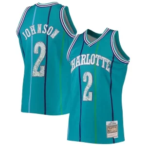 Estupendo Robusto Práctico Larry Johnson Charlotte Hornets 1996/97 Hardwood Classics NBA 75th Anniversary Diamond Swingman Jersey Teal