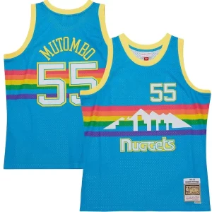 Hermoso Duradero Genial Dikembe Mutombo Denver Nuggets Hardwood Classics 1991/92 Tropical Swingman Jersey Blue