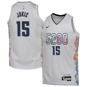 Maravilloso Bonito Sofisticado Nikola Jokic Denver Nuggets Nike Youth 2024/25 Swingman Player Jersey City Edition White