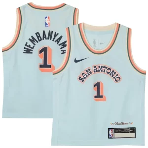 Fácil de llevar Victor Wembanyama San Antonio Spurs Nike Preschool 2024/25 Swingman Player Jersey City Edition Light Blue