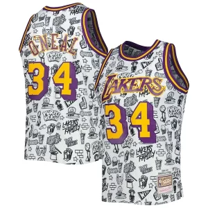 Chulo Shaquille O'Neal Los Angeles Lakers 1996/97 Hardwood Classics Doodle Swingman Jersey White