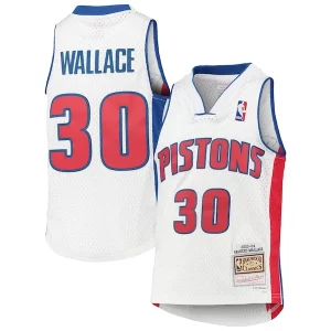Hermoso Resistente Rasheed Wallace Detroit Pistons Youth 2003/04 Hardwood Classics Swingman Jersey White