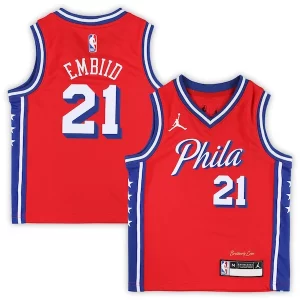 Único Joel Embiid Philadelphia 76ers Jordan Brand Preschool 2022/23 Replica Jersey Statement Edition Red