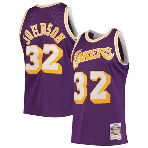 Atractivo Magic Johnson Los Angeles Lakers 1984/85 Hardwood Classics Swingman Jersey Purple/Gold