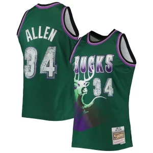 Bonito Original Ray Allen Milwaukee Bucks 1996/97 Hardwood Classics NBA 75th Anniversary Diamond Swingman Jersey Green