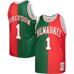 Moderno Robusto Oscar Robertson Milwaukee Bucks Hardwood Classics 1971/72 Split Swingman Jersey Green/Red