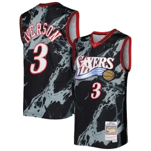 Sofisticado Allen Iverson Philadelphia 76ers 2000/01 Hardwood Classics Marble Swingman Jersey Black