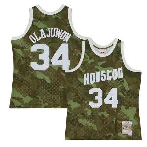 Maravilloso Resistente Hakeem Olajuwon Houston Rockets Hardwood Classics 1993/94 Ghost Green Swingman Jersey Camo