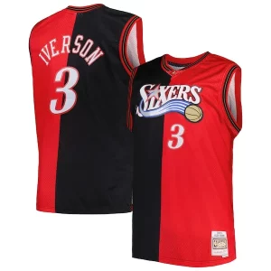 Duradero Hermoso Allen Iverson Philadelphia 76ers Big & Tall Hardwood Classics 2000/01 Split Swingman Jersey Black/Red