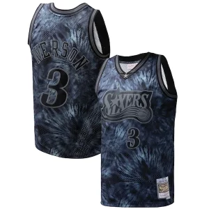 Fácil de llevar Versátil Cool Allen Iverson Philadelphia 76ers Hardwood Classics 1997/98 Tie Dye Swingman Jersey Black