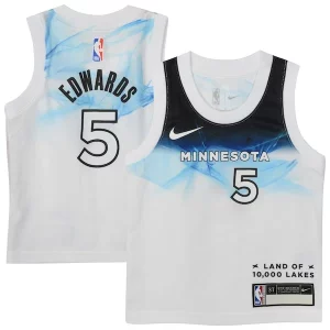 Práctico Anthony Edwards Minnesota Timberwolves Nike Toddler 2024/25 Swingman Player Jersey City Edition White