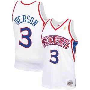 Lujoso Chulo Práctico Allen Iverson Philadelphia 76ers 1996/97 Hardwood Classics Swingman Jersey White/Red/Royal/Black