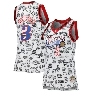 Bonito Allen Iverson Philadelphia 76ers Women's 2000 Doodle Swingman Jersey White