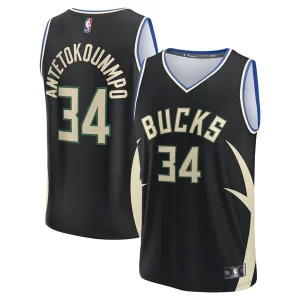 Encantador Magnífico Atractivo Giannis Antetokounmpo Milwaukee Bucks Fast Break Replica Player Jersey Statement Edition Black