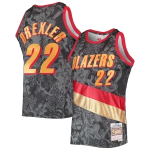Original Genial Clyde Drexler Portland Trail Blazers Hardwood Classics 1991/92 Lunar New Year Swingman Jersey Black