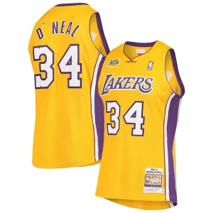 Moderno Shaquille O'Neal Los Angeles Lakers 2000 NBA Finals Hardwood Classics Authentic Jersey Gold
