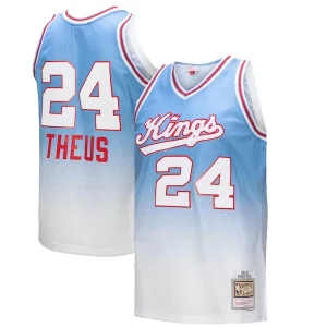 Lujoso Genial Reggie Theus Sacramento Kings 1985/86 Hardwood Classics Fadeaway Swingman Player Jersey White/Light Blue