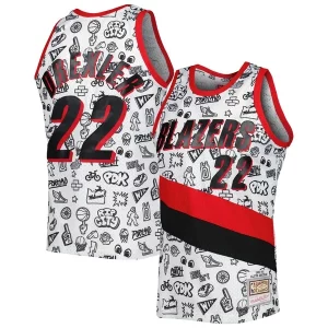 Atractivo Duradero Chulo Clyde Drexler Portland Trail Blazers 1991 92 Hardwood Classics Doodle Swingman Jersey White