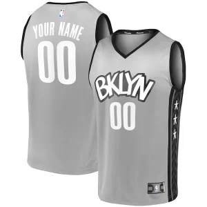 Magnífico Exquisito Brooklyn Nets Youth Custom Fast Break Replica Jersey Gray Statement Edition