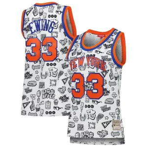 Delicioso Ideal Patrick Ewing New York Knicks Women's 1991 Doodle Swingman Jersey White