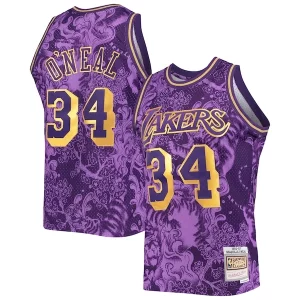 Versátil Práctico Increíble Shaquille O'Neal Los Angeles Lakers Hardwood Classics 1996/97 Lunar New Year Swingman Jersey Purple