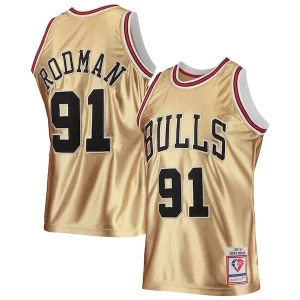 Práctico Elegante Chulo Dennis Rodman Chicago Bulls 75th Anniversary 1997/98 Hardwood Classics Swingman Jersey Gold