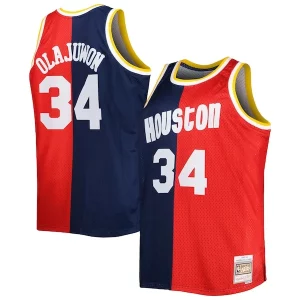 Hermoso Hakeem Olajuwon Houston Rockets Big & Tall Hardwood Classics 1993/94 Split Swingman Jersey Navy/Red