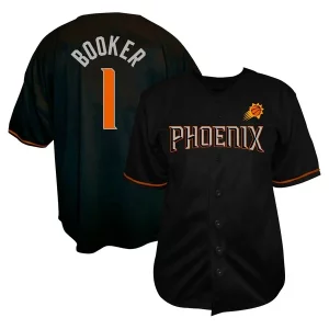 Delicioso Único Devin Booker Phoenix Suns Profile Big & Tall Name & Number Button Up Jersey Black