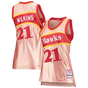 Perfecto Práctico Increíble Dominique Wilkins Atlanta Hawks Women's 75th Anniversary Rose Gold 1986 Swingman Jersey Pink