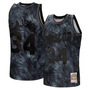 Clásico Atractivo Hakeem Olajuwon Houston Rockets Hardwood Classics 1993/94 Tie Dye Swingman Jersey Black