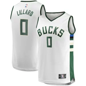 Clásico Fácil de llevar Chulo Damian Lillard Milwaukee Bucks Youth Fast Break Player Jersey Association Edition White