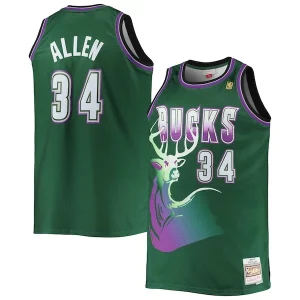 Clásico Ray Allen Milwaukee Bucks Big & Tall 1996/97 Hardwood Classics Swingman Jersey Hunter Green
