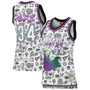 Sofisticado Ray Allen Milwaukee Bucks Women's 1996 Doodle Swingman Jersey White