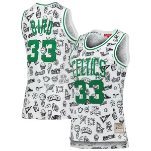 Estupendo Fantástico Larry Bird Boston Celtics Women's 1985 Doodle Swingman Jersey White