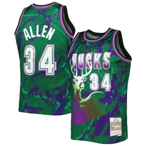 Comodo Exquisito Lujoso Ray Allen Milwaukee Bucks 1996/97 Hardwood Classics Marble Swingman Jersey Green