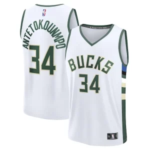 Resistente Giannis Antetokounmpo Milwaukee Bucks Fast Break Replica Player Jersey Association Edition White