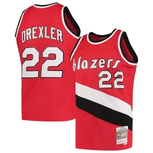 Magnífico Clyde Drexler Portland Trail Blazers 1983/84 Hardwood Classics Swingman Jersey Red