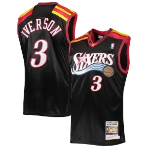 Increíble Único Allen Iverson Philadelphia 76ers 2006 Hardwood Classics Authentic Jersey Black/Red/White
