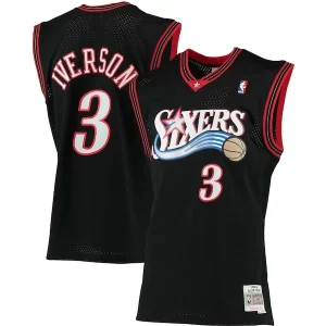 Único Allen Iverson Philadelphia 76ers 2000/01 Big & Tall Hardwood Classics Swingman Jersey Black/Red/Royal/White