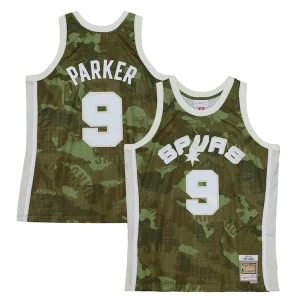 Práctico Original Sofisticado Tony Parker San Antonio Spurs Hardwood Classics 2000/01 Ghost Green Swingman Jersey Camo