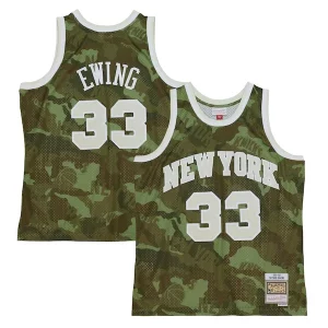 Genial Chulo Resistente Patrick Ewing New York Knicks Hardwood Classics 1991/92 Ghost Green Swingman Jersey Camo