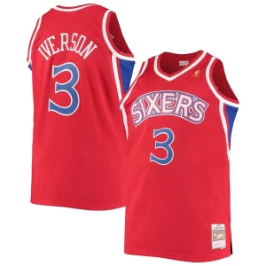 Ideal Allen Iverson Philadelphia 76ers 1996/97 Big & Tall Hardwood Classics Swingman Jersey Red/Black/Royal/White