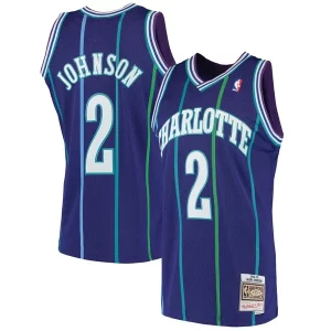 Fantástico Clásico Original Larry Johnson Charlotte Hornets 1994/95 Hardwood Classics Swingman Jersey Purple